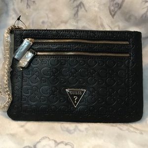 Guess Black embossed clutch wristlet NWT